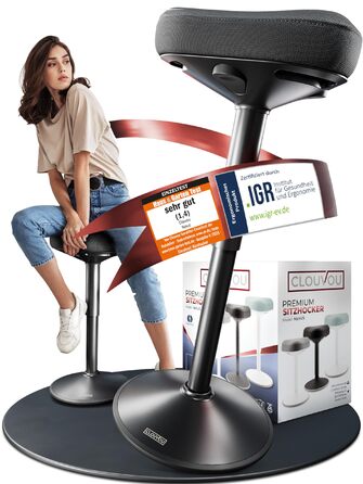 Ергономічний офісний стілець Nexus з регулюванням висоти 57-82 см, чорний. Стілець-гойдалка для підтримки спини, ергономічна підставка для стояння в офісі