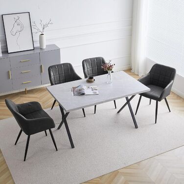 CLIPOP Комплект з 2-х обідніх стільців, з підлокітниками, з штучної шкіри, для кухні, вітальні, обідньої кімнати (штучна шкіра, темно-сірий)