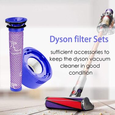 Фільтр Quta для Dyson V7/V8, 2 комплекти, включаючи попередній фільтр і щітку для чищення