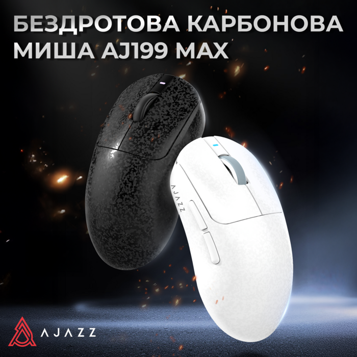 Бездротова ігрова миша AJ199 MAX White Carbon fiber (AJ199-MAX-W)