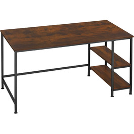 Письмовий стіл Tectake з 2 полицями, 120 х 60 х 75,5 см, комп'ютерний стіл з дерева та металу, промисловий дизайн, офісний стіл для вітальні офісу, чорний металевий каркас (індустріальний темно-коричневий)
