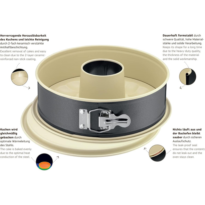 Форма для випікання пирогів Kaiser Inspiration Plus, 28 см, кругла, з 2 днами, для плоских та трубчастих пирогів, антипригарне покриття, виймається, випічка без клею