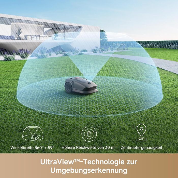 Робот-газонокосарка Dreame 3D LiDAR, бездротова, точне картування до 600 м², смарт-обхід перешкод, керування через додаток, U-подібне косіння, тихий режим, системи безпеки