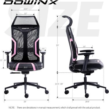 Ігровий крісло Dowinx для офісу та дому: ергономічний, з підлокітниками 3D, функцією гойдання, шкіра, поворотний, чорно-сірий