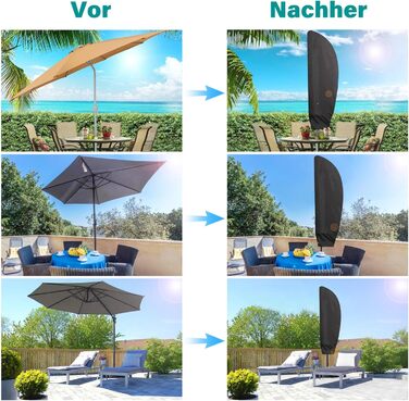Чохол для парасольки/зонту великого розміру (2-4 м), чорний. Захист від сонця, вітру та снігу. Розміри: 205 x 25/57/48 см