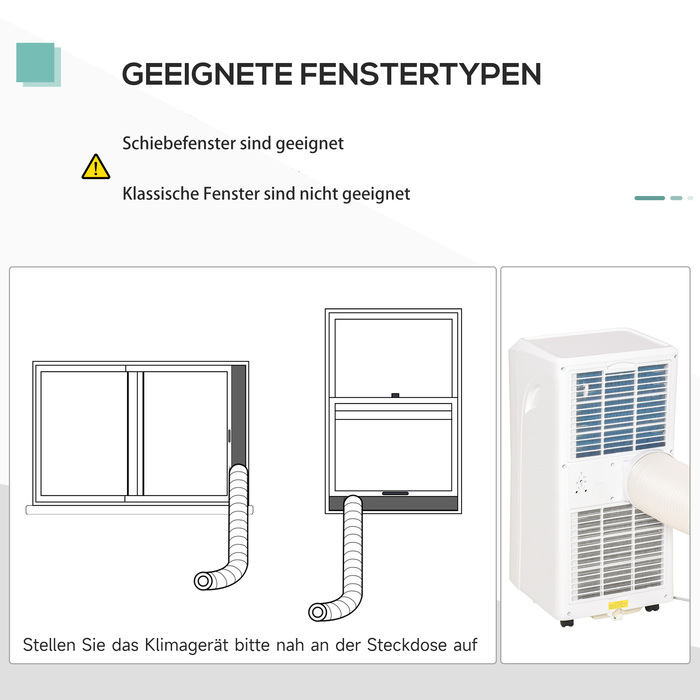 Мобільний кондиціонер 7000 BTU 3-в-1: охолодження, осушення та вентиляція – осушувач повітря, вентилятор з пультом дистанційного керування, таймером на 24 години, 2 швидкості, для приміщень площею до 26 м², білий