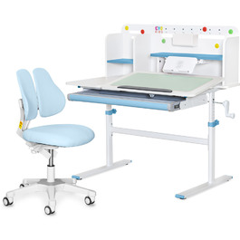 Комплект парта Evo-кids TH-230 Grey + крісло Evo-kids Mio Lite Blue (арт.TH-230 W/BL + Y-208 KBL)