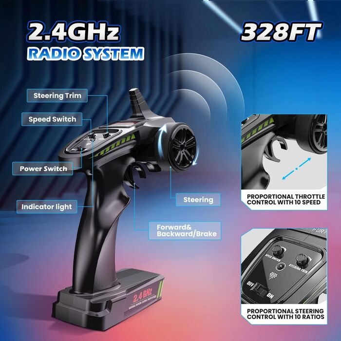 Радіокерований автомобіль DEERC 1:10 4WD 60+ км/год, безщітковий, для дорослих, позашляховик, 40+ хв роботи, подарунок хлопчику (210E)