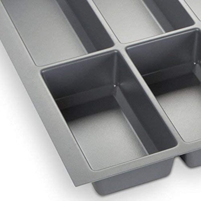 Універсальна вставка для столових приладів сріблясто-сірий ящик для столових приладів для висувного ящика 60 (473,5 x 526 мм) (ширина 1126 мм (для корпусу 120))