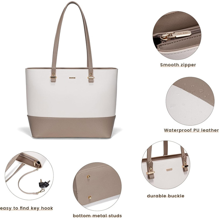 LOVEVOOK Сумка-шопер для жінок, велика сумка на плече, шкіряна сумка LOVEVOOK, 3-частинний набір (C Бежевий Хакі)