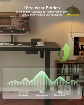 Електричний стіл JUMMICO з регулюванням висоти та USB-портом для зарядки, 100 x 60 см, білий (чорний)