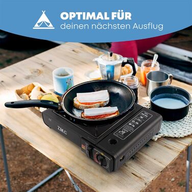Газовий набір для кемпінгу Z.M.C. з однією конфоркою, адаптер для LPG, кейс, картриджі 227г та гриль-плита. Підходить для відпочинку на природі та в приміщенні. Газовий пальник з п'єзозапалюванням
