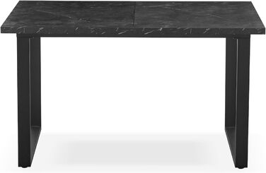 Розсувний обідній стіл B&D Home Anna | 120-160 x 80 см, на 4-6 осіб | стіл для кухні/їдальні з дерев'яними ніжками, чорний | скандинавський/індустріальний дизайн, Texas-Eiche (дуб Техас), 11202-US-EITE (чорний мармур/чорний)