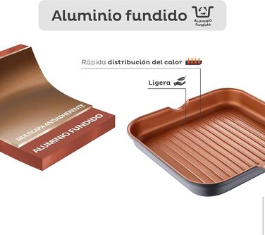 Сковорода-гриль San Ignacio Bronze 28x28 см з антипригарним покриттям, алюміній, для всіх плит