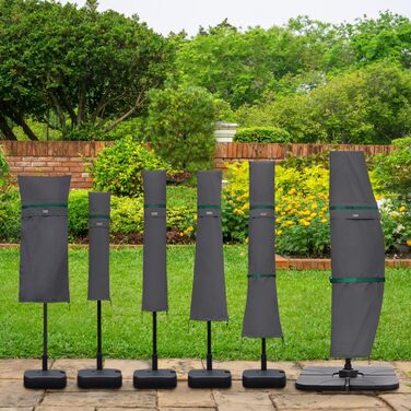 Чохол для садового парасоля Sekey: захисна накидка з отворами для вентиляції, 100% поліестер, водонепроникний, 190 x 30/50 см, темно-сірий