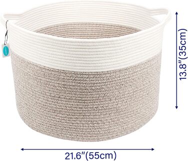 Кошик для дому Casaphoria з бавовняного шнура, XXL, кремово-коричневий (55,9 x 55,9 x 35,6 см)