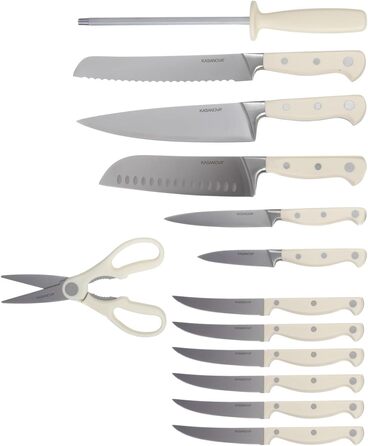 Набір кухонних ножів Kasanova з дерев'яним бруском: 11 ножів, ножиці, точилка - повний набір для кухні