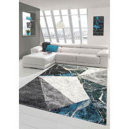 Сучасний килим з геометричним візерунком килим для шафи або ліжка в сіро-блакитному кольорі розмір 80x150 см 80 x 150 см сіро-блакитний