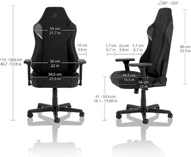 Ігрове крісло NITRO CONCEPTS X1000 Ергономічне поворотне крісло з коліщатками, тканинний чохол, до 135 кг - Чорний