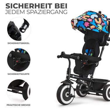 Триколісний велосипед Kinderkraft ASTON для дітей від 9 місяців до 25 кг, з батьківською ручкою, поворотним сидінням, дашком від сонця, кошиком та тримачем для напоїв, зелений