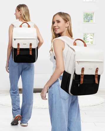 LOVEVOOK Рюкзак для жінок, рюкзак для ноутбука 15.6 дюймів, водонепроникний, для роботи, навчання, подорожей, стильний, бежевий & кавовий колір