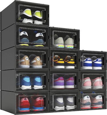 Коробки для зберігання взуття MELDEVO 12 шт 33,4х23х14 см чорні
