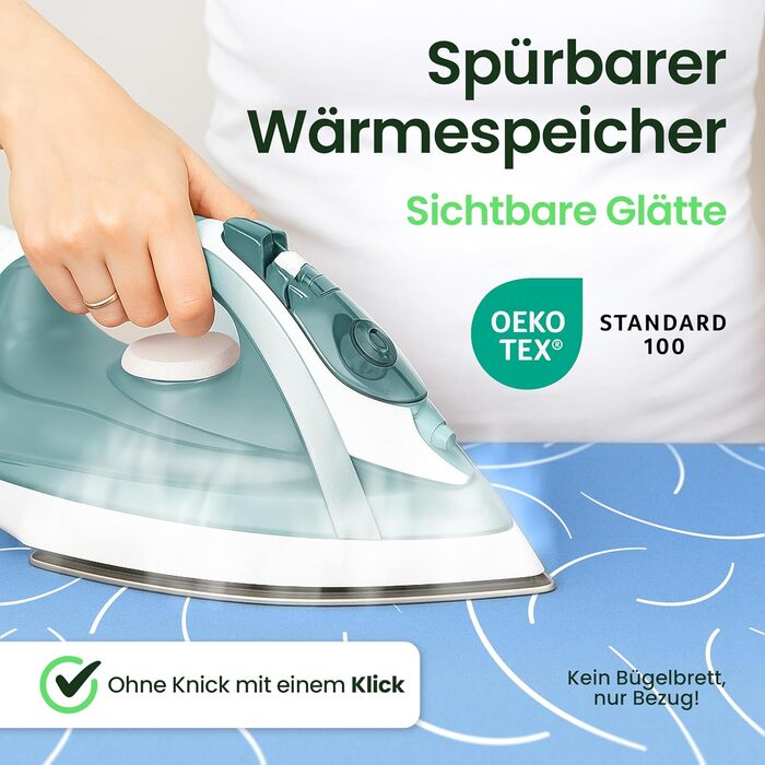 Чохол для прасувальної дошки SiplySooth 120x40 см, OEKOTEX100, виготовлено в Німеччині, комфортний, сірий/білий (блакитний/білий, XXL)