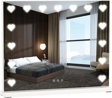 Дзеркало для макіяжу YU YUSING з підсвічуванням 58x45 см, 15 LED, 3 кольори, 10x збільшення, USB Type-C, сердечком