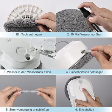 Робот для миття вікон Hutt DDC56 з подвійним променем та ультразвуковою функцією розпилення, електричний мийник вікон з дистанційним керуванням та подвійним резервуаром для води, розпізнавання країв вікон