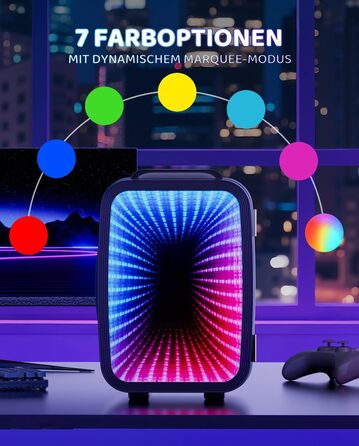 Міні-холодильник LIGIANT MF01C на 4л з підсвіткою (7 режимів), функція охолодження та підігріву, AC/DC, для авто, офісу та геймерської кімнати, чорний