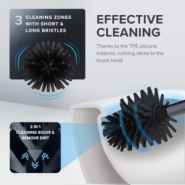 Торцева щітка для унітазу ROMO | Силіконова щітка для унітазу | З вентиляцією | Свободно стояча | Замінний WC-головка з нержавіючої сталі | Знімна підставка для крапель | Торцева щітка без кріплення до стіни (Без бачка, Gunmetal)