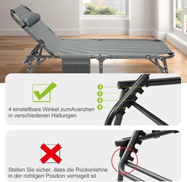 Складаний лежак для саду, 200 кг, з матрацом та підголівником, для балкону, саду, кемпінгу, блакитний