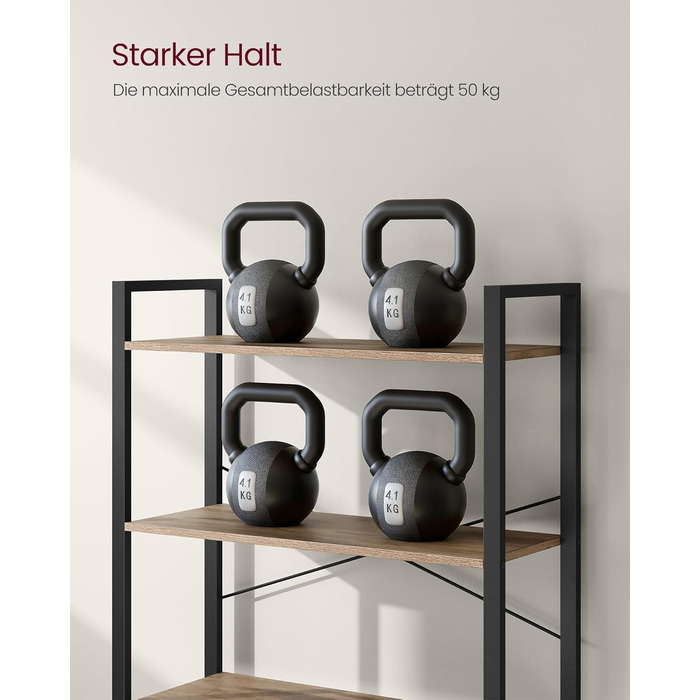 Стелаж VASAGLE з 6 полицями, сталевий каркас, для вітальні, спальні, кабінету, 30 x 80 x 186 см, індустріальний дизайн, вінтажний колір (коричневий + чорний)