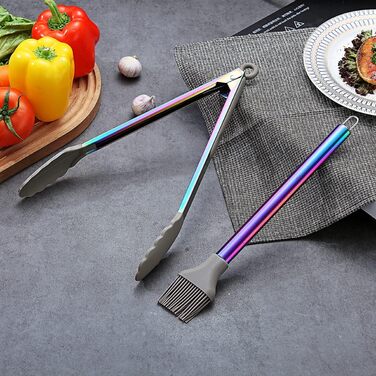 38-кількісний набір кухонного посуду з силікону з підставкою для інструментів, силіконовими насадками та ручками з нержавіючої сталі, кухонні аксесуари, набір посуду (срібний) (3. Regenbogen)