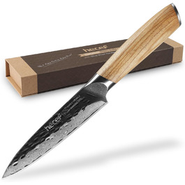 Ніж кухарський Damast 33 см Hecef, професійний ніж шеф-кухаря, японський ніж з 67 шарів дамаської сталі, гострий ніж для м'яса з ручкою з оливкового дерева