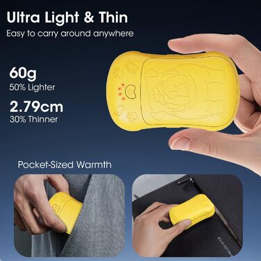 Електричні грілки для рук, 2 шт. 6000mAh, акумуляторні, багаторазові, для активного відпочинку, спорту, полювання, гольфу, кемпінгу, теплий подарунок для жінок, чоловіків, дітей (жовті)