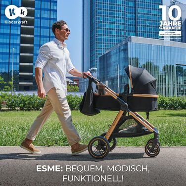 Дитяча коляска Kinderkraft ESME 3-в-1: комплект, до 22 кг, автокрісло I-size, бежевий колір