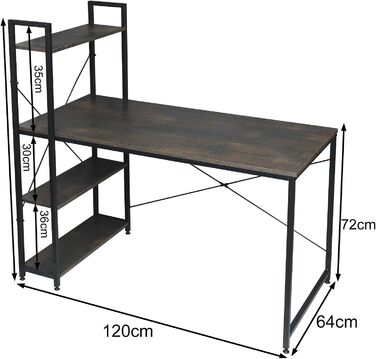 Офісний стіл WOLTU дерево/сталь, 120x64x120см, іржа/чорний