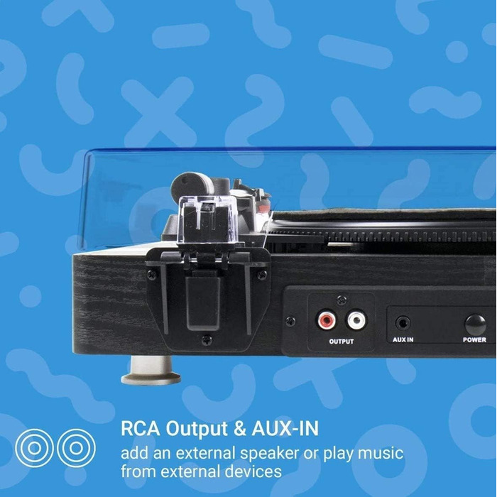 Вініловий програвач Bluetooth Jam Play, 3 швидкості, з конвертацією у MP3, чорний, з кришкою, AUX та виходом для навушників