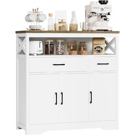 Сервант HOCSOK з 2 шухлядами та 3 дверцятами, кухонна комода, буфет з робочою поверхнею для вітальні/їдальні, регульована полиця, 105x100.5x39.5 см