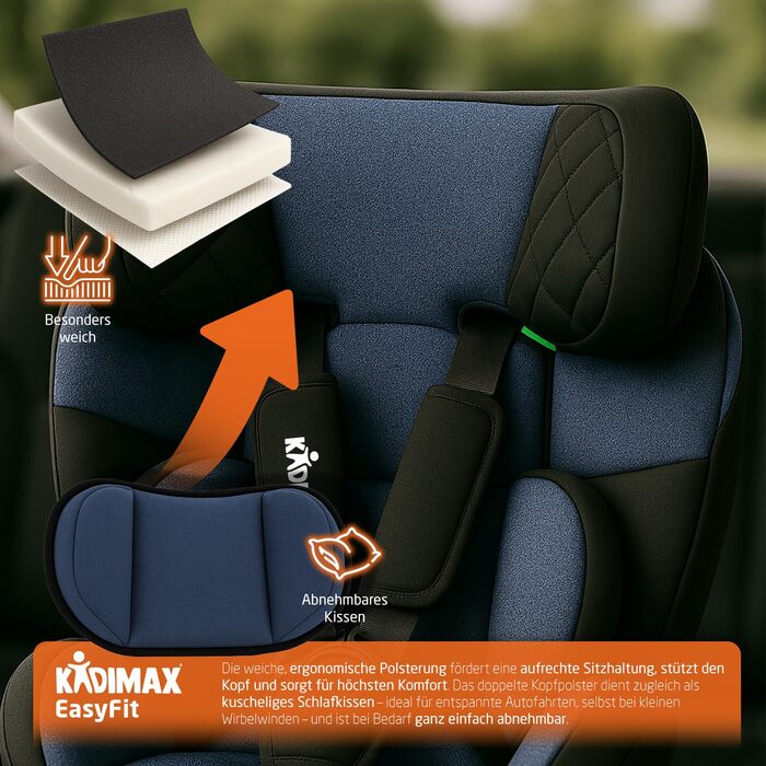 Автокрісло i-Size 9-36 кг, 15 місяців - 12 років, ECE R129/03, Група 1/2/3, регульована підголовник (Блакитне)