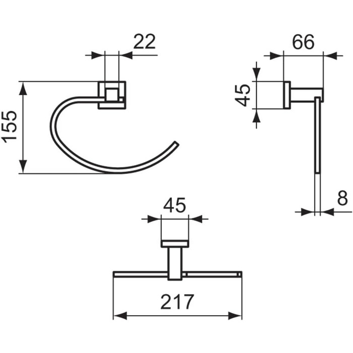 Рушникотримач Ideal Standard E2202AA IOM Cube 217 мм