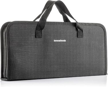 Набір гриля InnovaGoods 12 предметів: інструменти з нержавіючої сталі, термостійкі ручки, кейс, миється в посудомийній машині, чорний, сталь, нержавіюча сталь