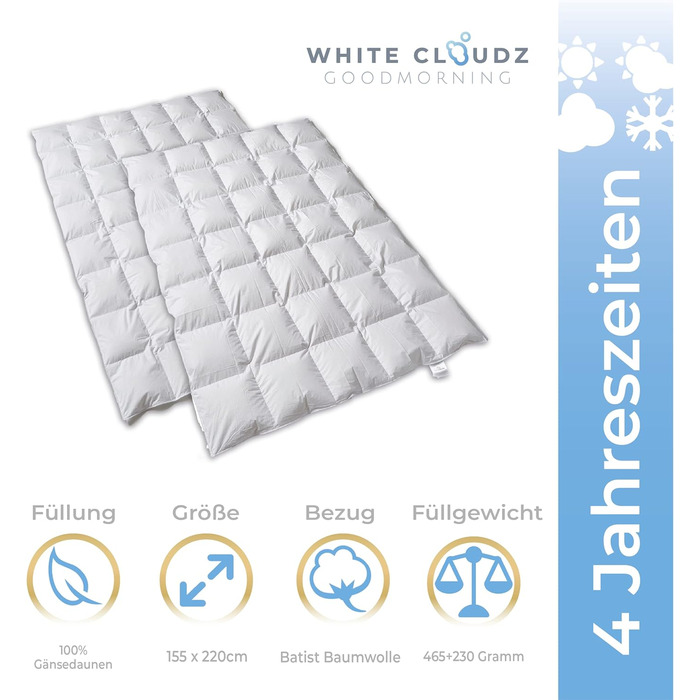 Ковдра White Cloudz Aspen Down 240x220 см, Warmth Class 4, 100 Гусячий Пух, Mako Cotton