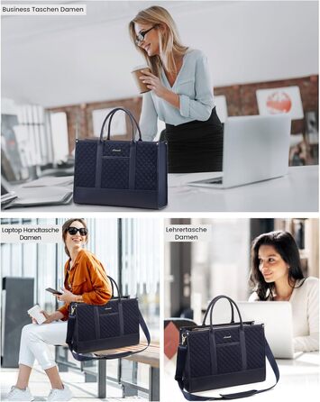 Сумка для ноутбука LOVEVOOK, 17 дюймів, водонепроникна, шкіряна, для роботи, навчання, офісу, універу, темно-синя