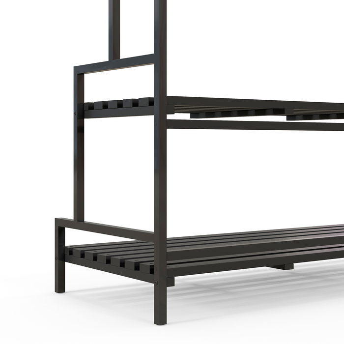 Outsunny Plant Stand Підставка для квітів з 3 ярусами та 6 гачками, сталеві сходи для рослин у чорному кольорі, 110x50x170см для саду та балкона