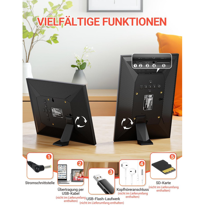 Цифровий фоторамка OBVHNUA 10.1 дюйма з IPS екраном (1280x800) та пультом, USB/SD (128GB), автоповорот, відтворення фото/музики/відео