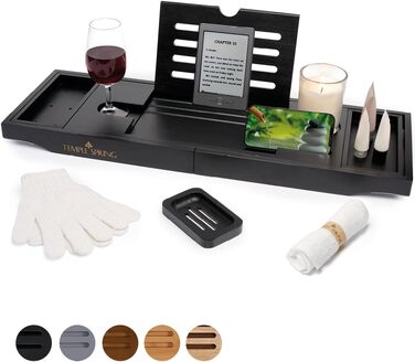 Підставка для ванни Temple Spring з дерева, чорна: органайзер для ванни, аксесуари для ванної кімнати