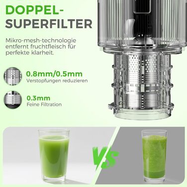 Шокер YASHE для вичавлювання соку, повільний соковичавник з широким завантажувальним отвором 12,7 см для цілих фруктів та овочів, соковичавниця з автоматичною подачею, висока вихідність соку, легко миється, чорний