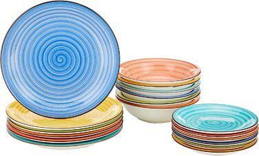 Їдальня Tognana з 18 предметів, глиняний посуд, різнобарвна кераміка